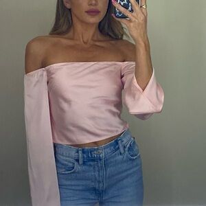 Pink Off Shoulder Satin Top